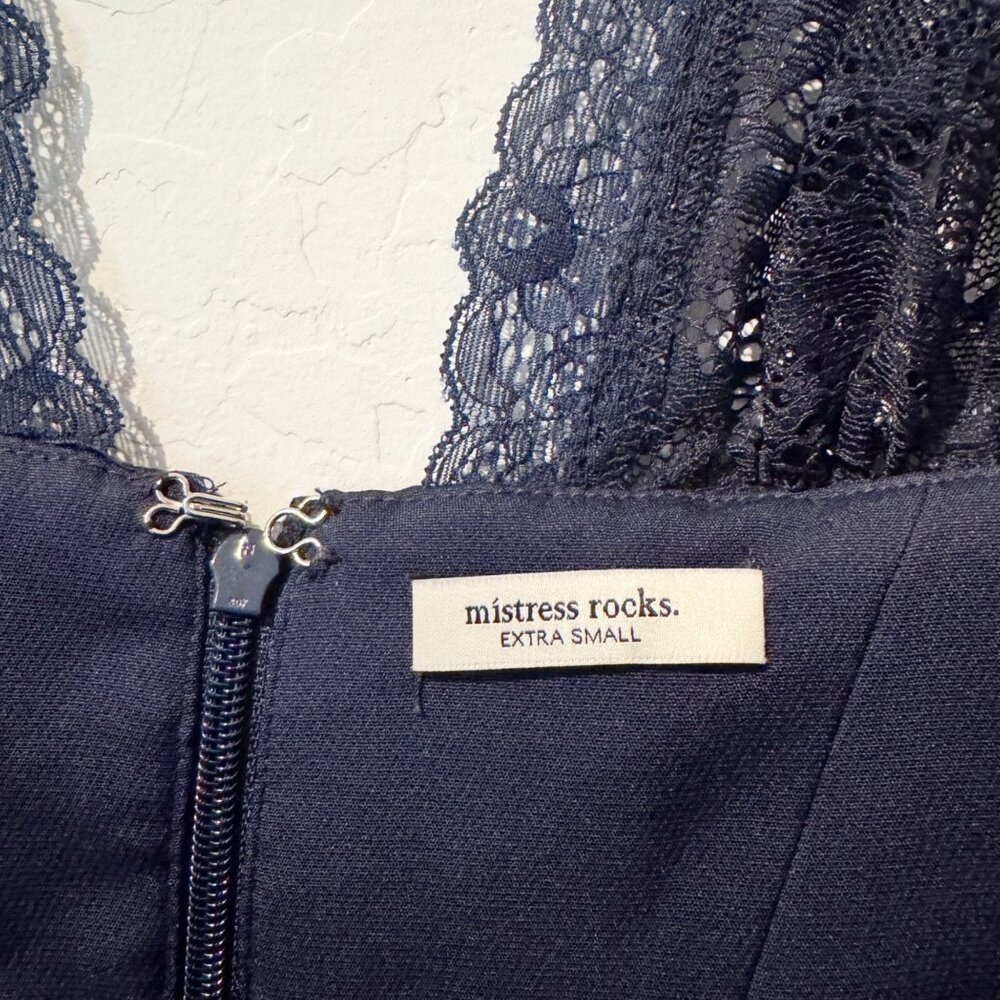Mistress Rocks House Of CB Corset XS Navy Coquette Romantic Gothic Clubwear Top - Picture 9 of 13